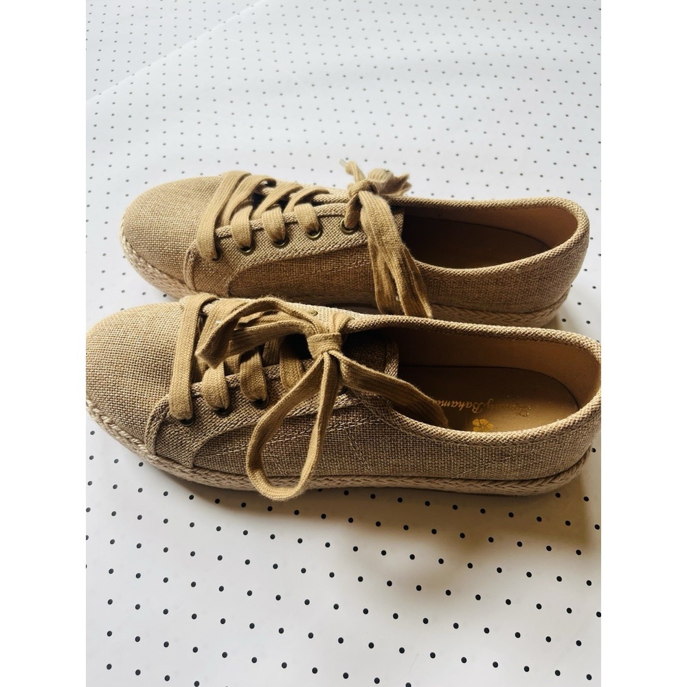 Tommy Bahama Tan Canvas Espadrille Lace-Up Sneakers